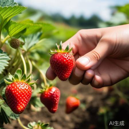 小心摘草莓，保鲜袋保存