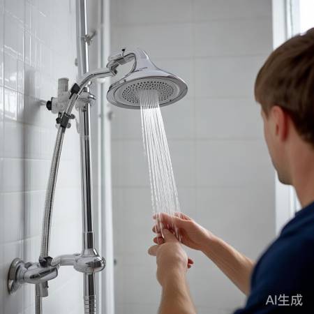 安装淋浴器，注意连接牢固
