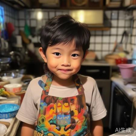 朱志鑫围兜萌照，生活美好瞬间